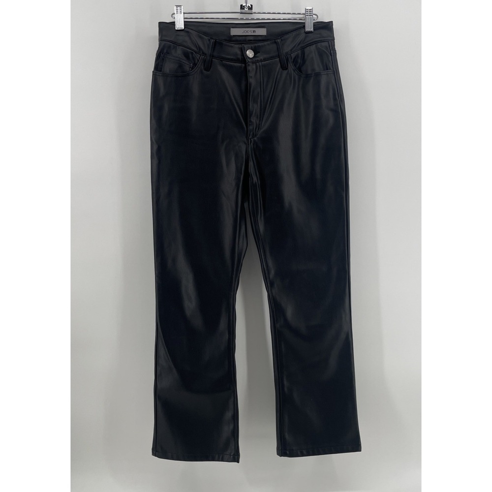 Joe's Jeans Vegan Leather Pants Jeans Women's 26 Black Straight Leg Mid Rise